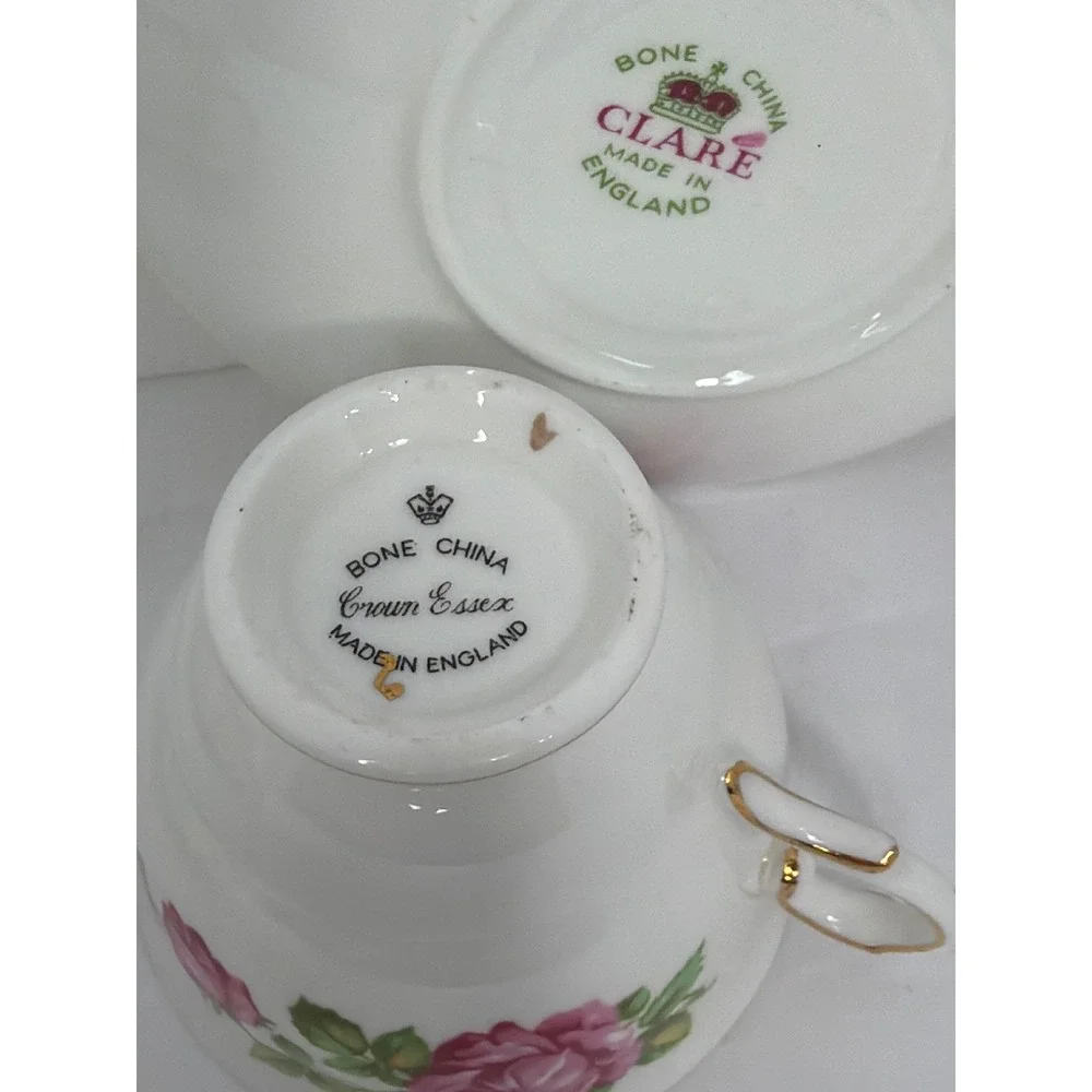 Vintage Mixed Tea Cup and Saucer Set Limoges Lefton Japan Floral Holly 13pc Lot